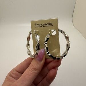 Francesca's Collections Silver Openwork Hoop Earrings